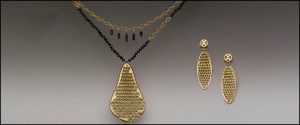 honeycomb necklace and earrings